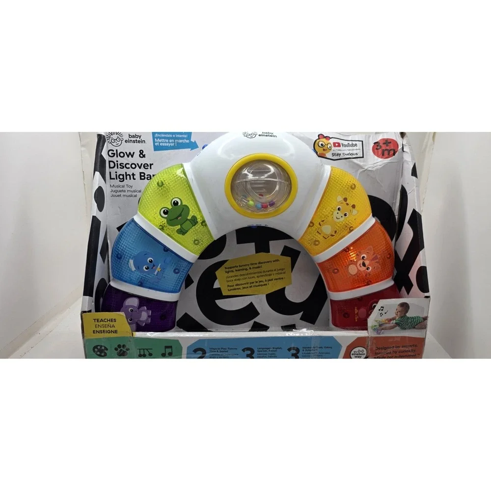Baby Einstein Glow & Discover Light Bar Activity Station, English Fr, Spanish.